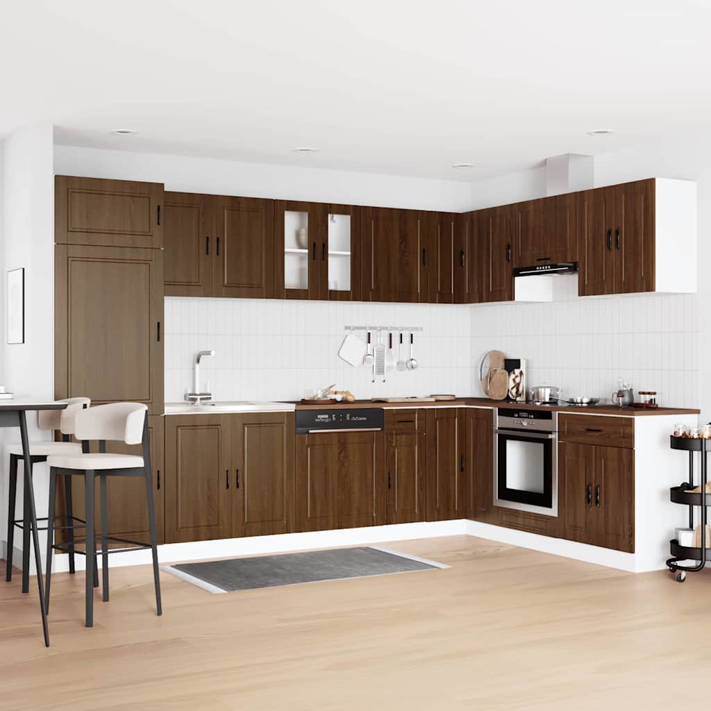 Sink Base Cabinet "Porto" with Sink Brown Oak 80x46x84,5 cm Engineered Wood - Discount Dealers