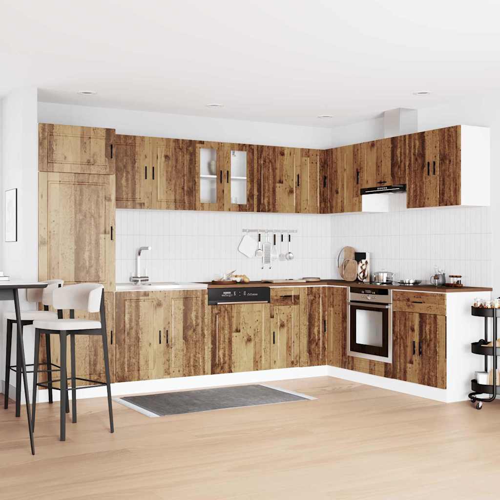 Sink Base Cabinet "Porto" with Sink Old Wood 80x46x84,5 cm Engineered Wood - Millennium Furniture