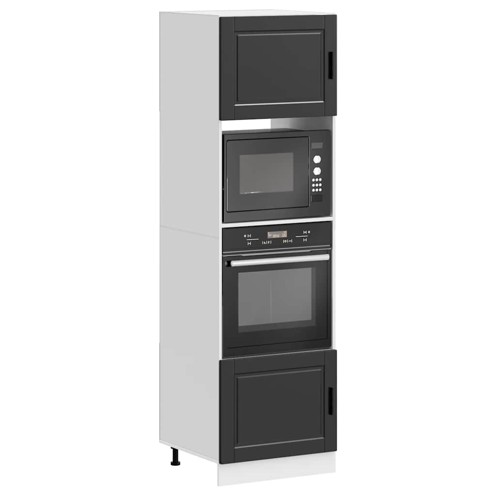 Oven Cabinets 2 pcs Porto Black Engineered Wood - Merlin Deals