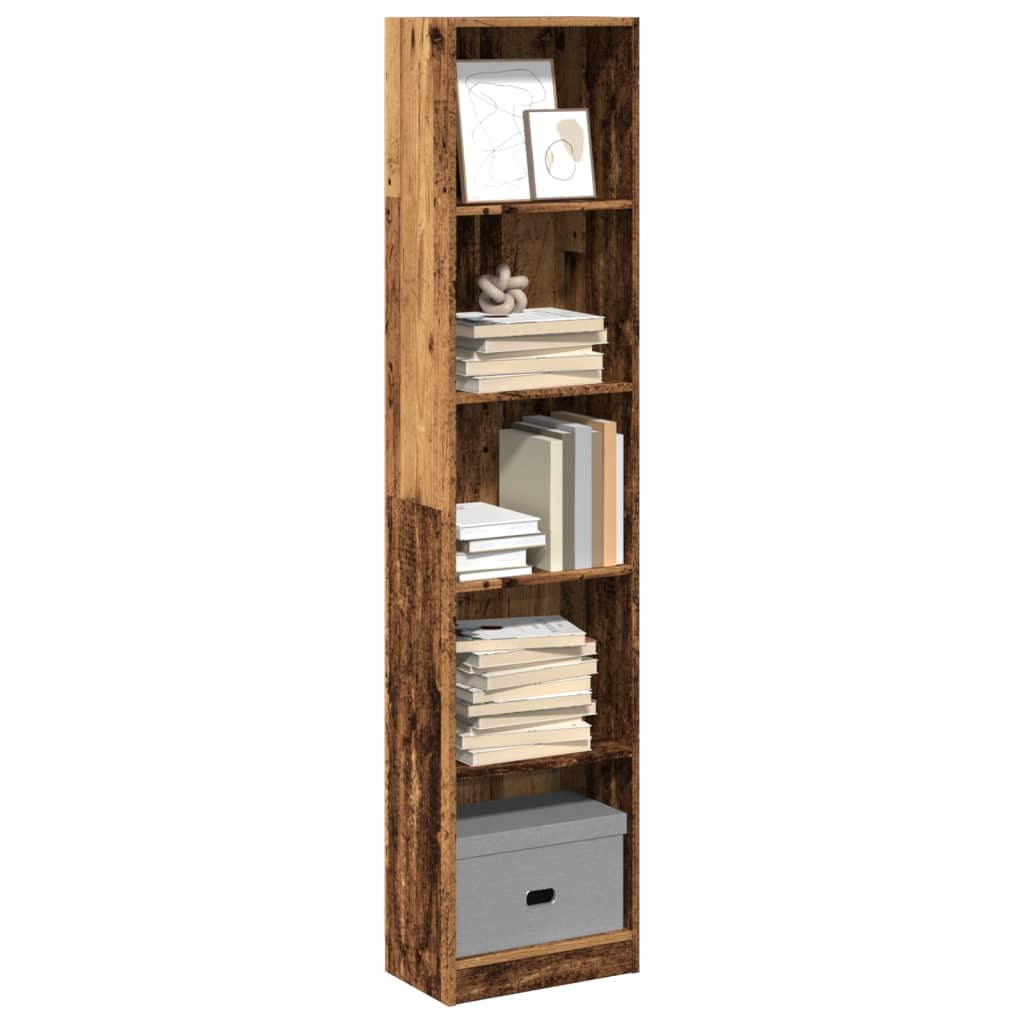 Bookcase Old Wood 40x24x176 cm Engineered Wood - Charlotte Dunes
