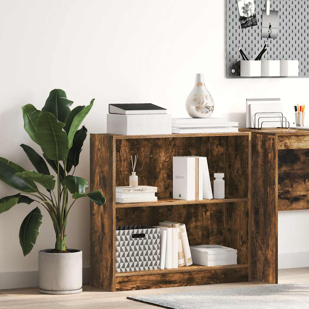 Bookcase Smoked Oak 80x24x76 cm Engineered Wood - The Home Maker