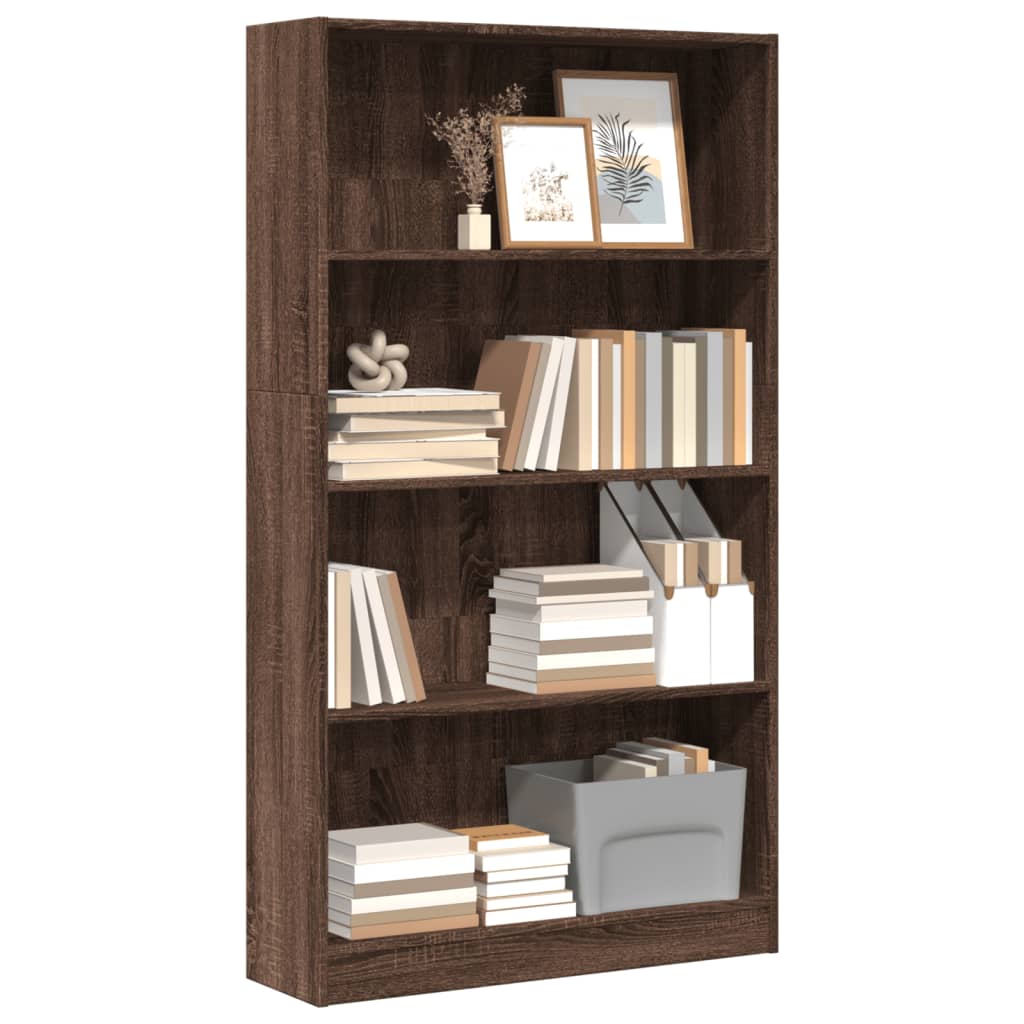 Bookcase Brown Oak 80x24x143 cm Engineered Wood - Charlotte Dunes