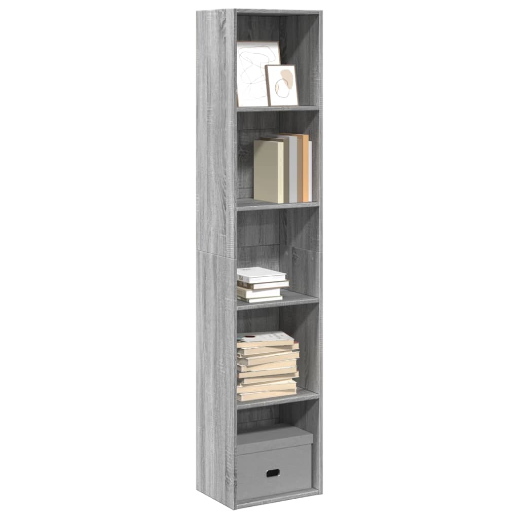 Bookcase Grey Sonoma 40x30x189 cm Engineered Wood - All Things Good