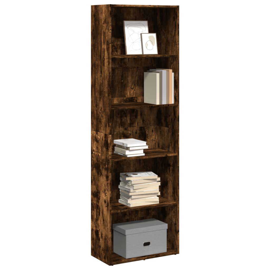 Bookcase Smoked Oak 60x30x189 cm Engineered Wood - Charlotte Dunes