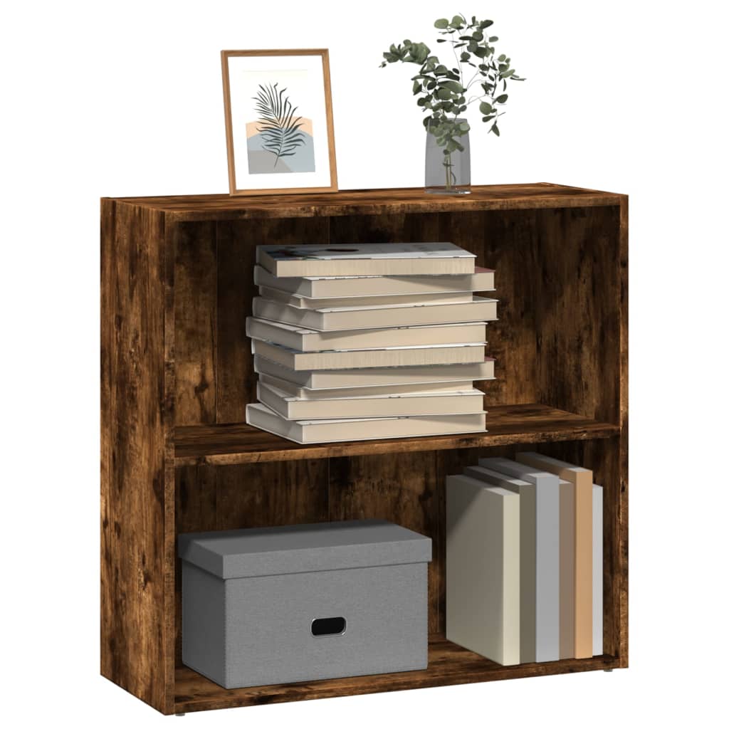 Bookcase Smoked Oak 80x30x77 cm Engineered Wood - Decor Base
