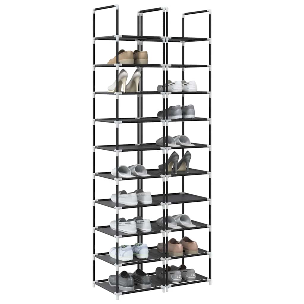 HORIZON Tall Shoe Racks 2 Pieces 10-Tier Black Non-woven Fabric - Merlin Deals