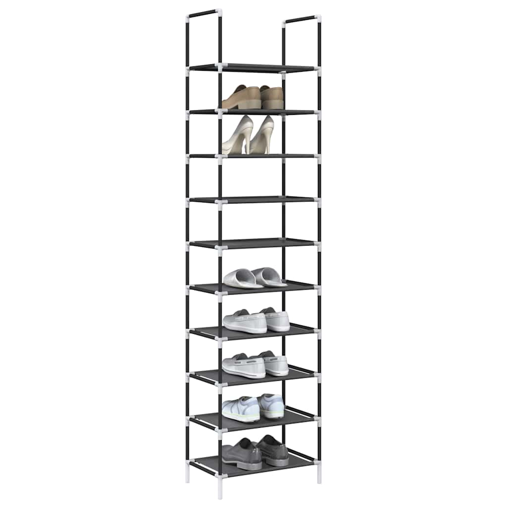 KAMI Tall Shoe Rack 10-Tier Black Non-woven Fabric - Merkel Designers