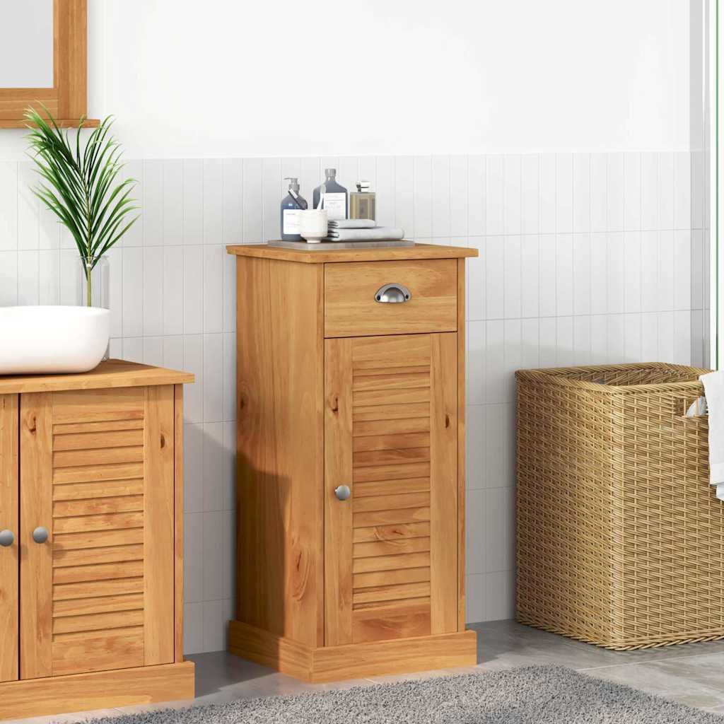 Bathroom Cabinet "VIGO" with Drawer 37x34x80 cm Solid Wood Pine - Charlotte Dunes