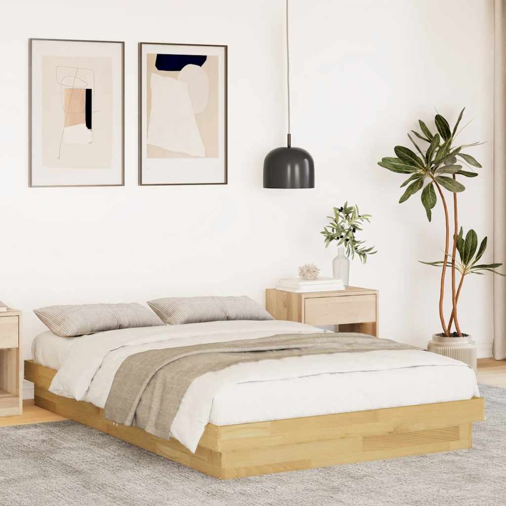 Bedframe 120x200cm Solid Wood Oak - Direct Imports