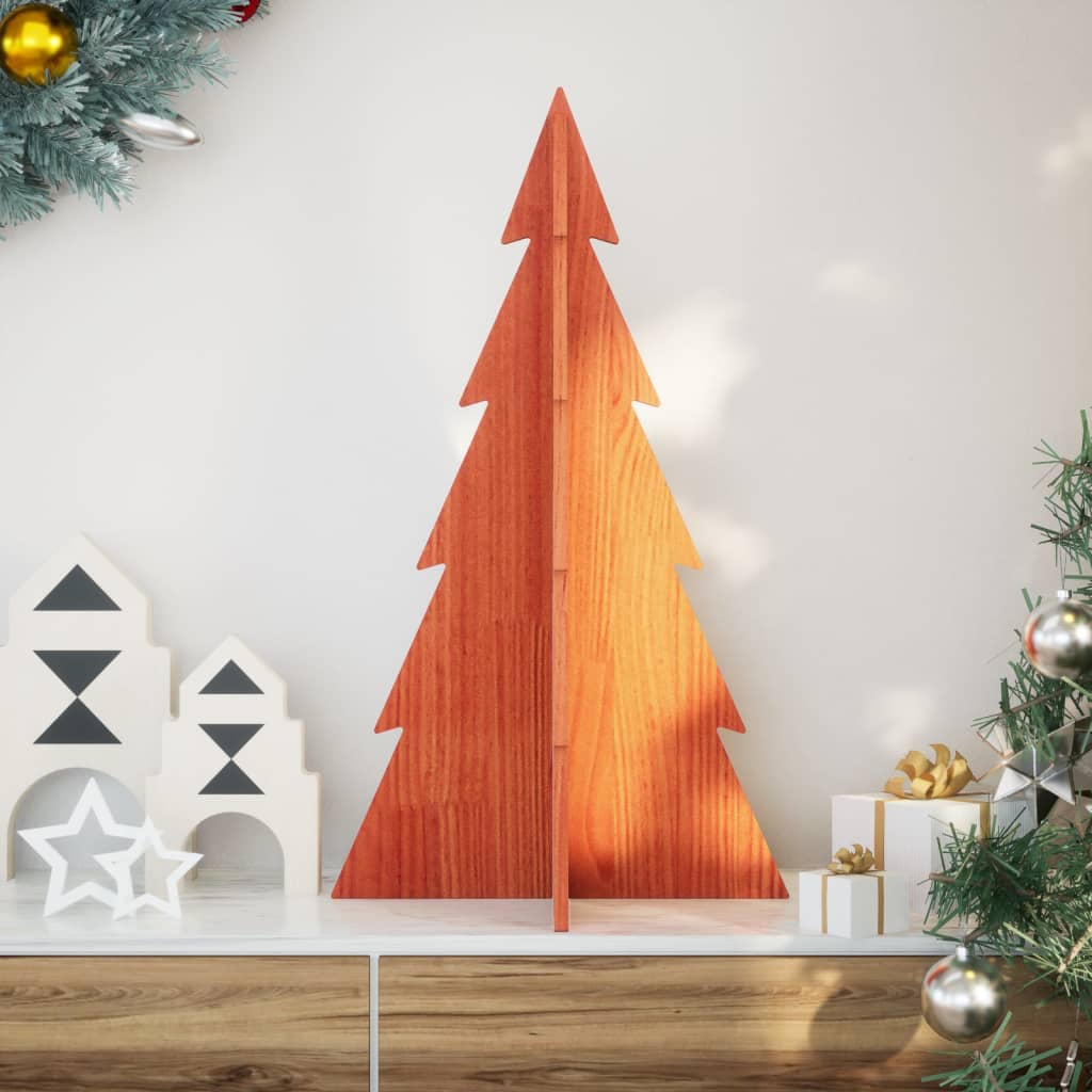 Elvan Wooden Christmas Tree for Decoration Wax Brown 80cm Solid Wood Pine - Direct Imports