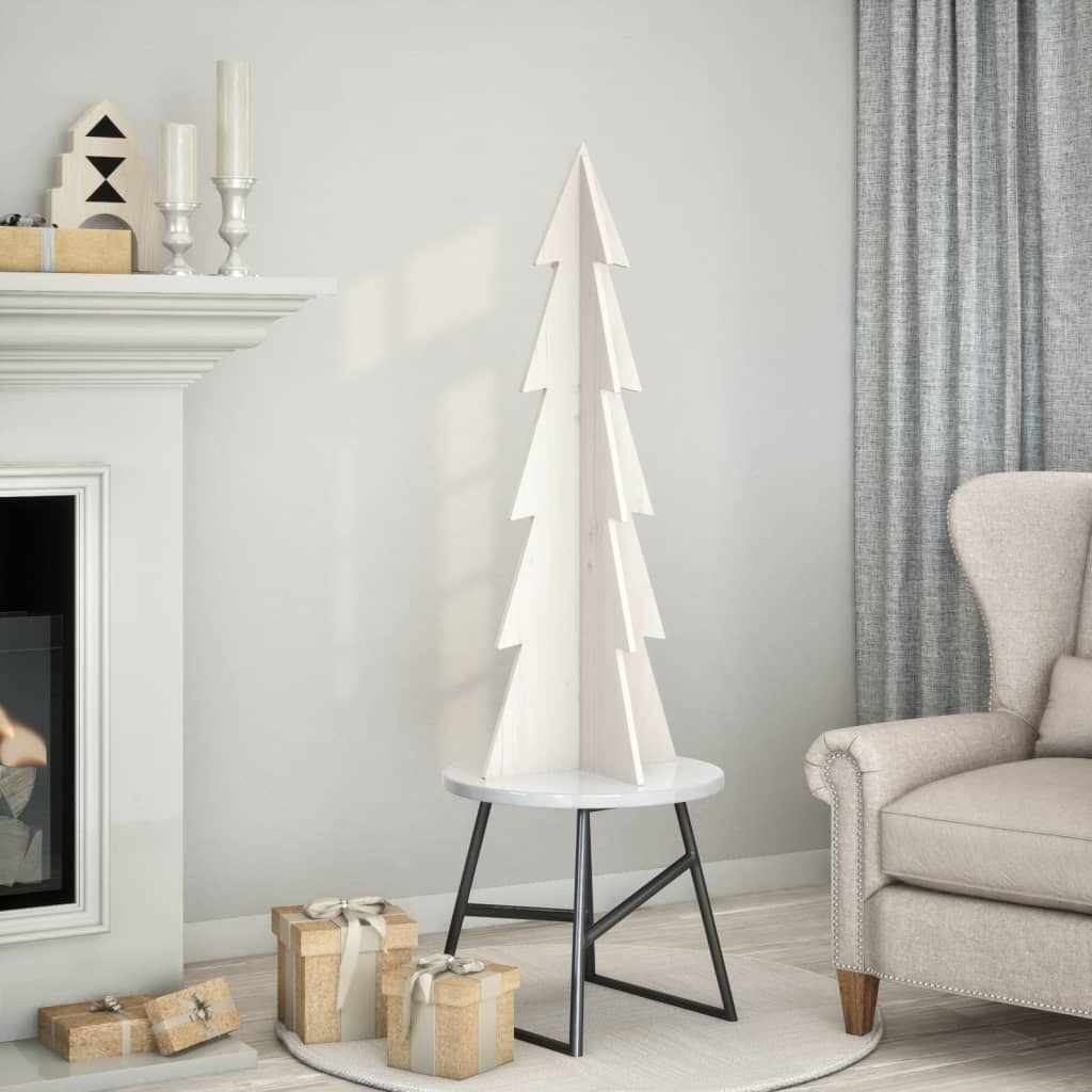 Elvan Wooden Christmas Tree for Decoration White 112cm Solid Wood Pine - Direct Imports