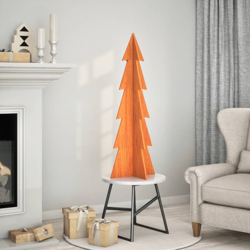 Elvan Wooden Christmas Tree for Decoration Wax Brown 112cm Solid Wood Pine - Direct Imports