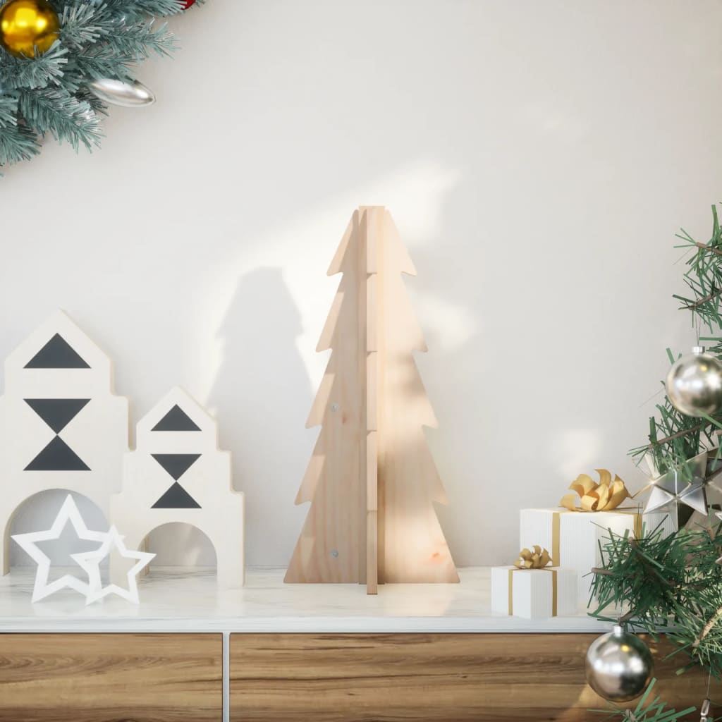 Elvan Wooden Christmas Tree for Decoration 49cm Solid Wood Pine - Direct Imports