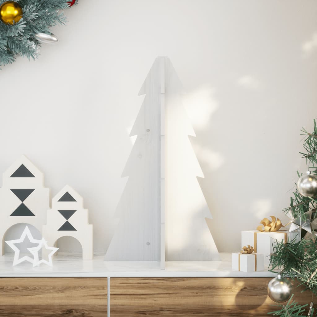 Elvan Wooden Christmas Tree for Decoration White 69.5cm Solid Wood Pine - Direct Imports