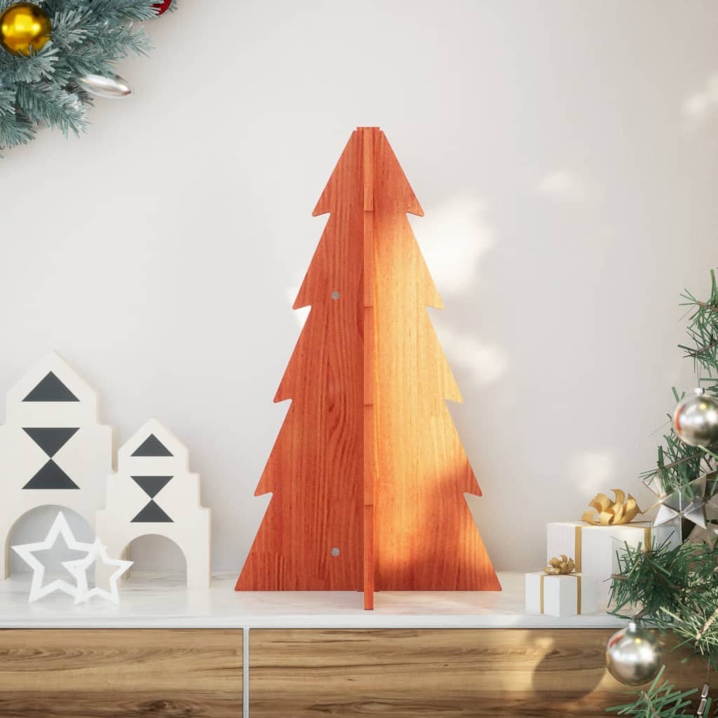 Elvan Wooden Christmas Tree for Decoration Wax Brown 69.5cm Solid Wood Pine - Direct Imports
