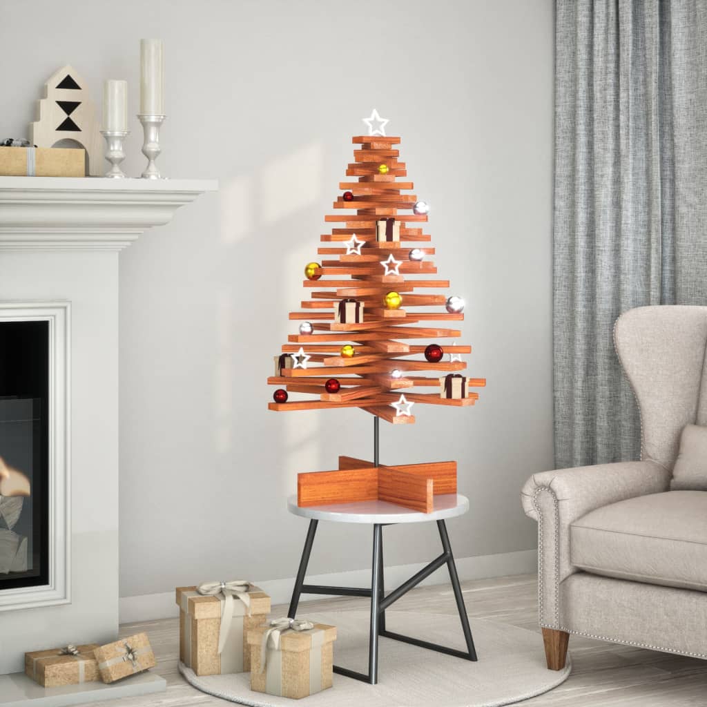 Wooden Christmas Tree for Decoration Wax Brown 100 cm Solid Wood Pine - Unbeatable Bargains