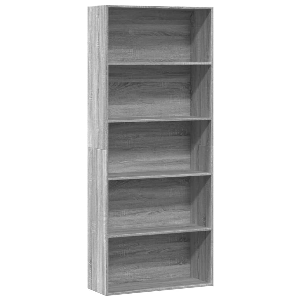 Book Cabinet Grey Sonoma 80x30x189 cm Engineered Wood - The Home Maker