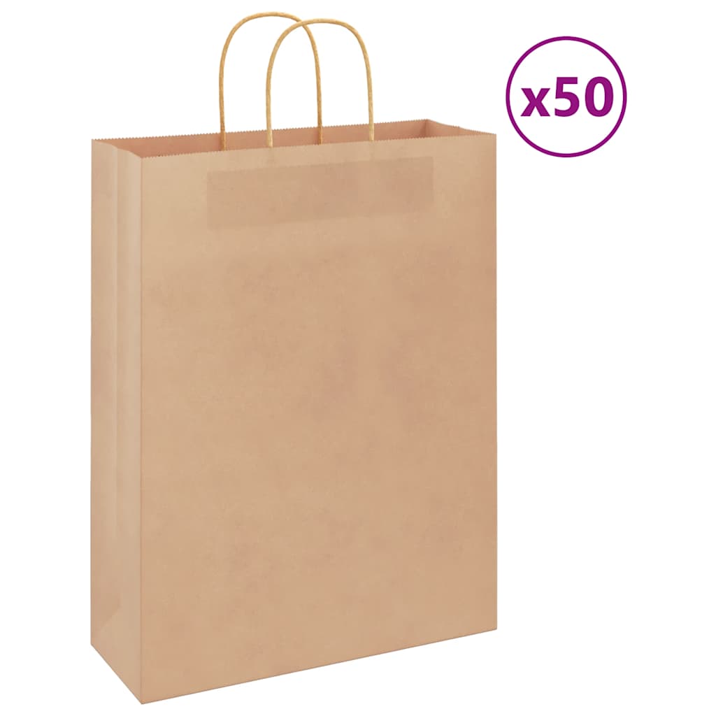 Paper Bags 50 pcs with Handles Brown 32x12x42 cm - Style and Chic