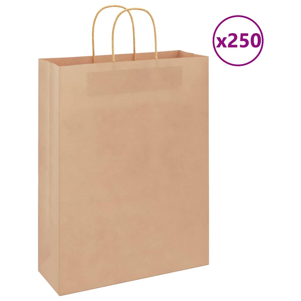 Paper Bags 250 pcs with Handles Brown 32x12x42 cm - Sid & Sam
