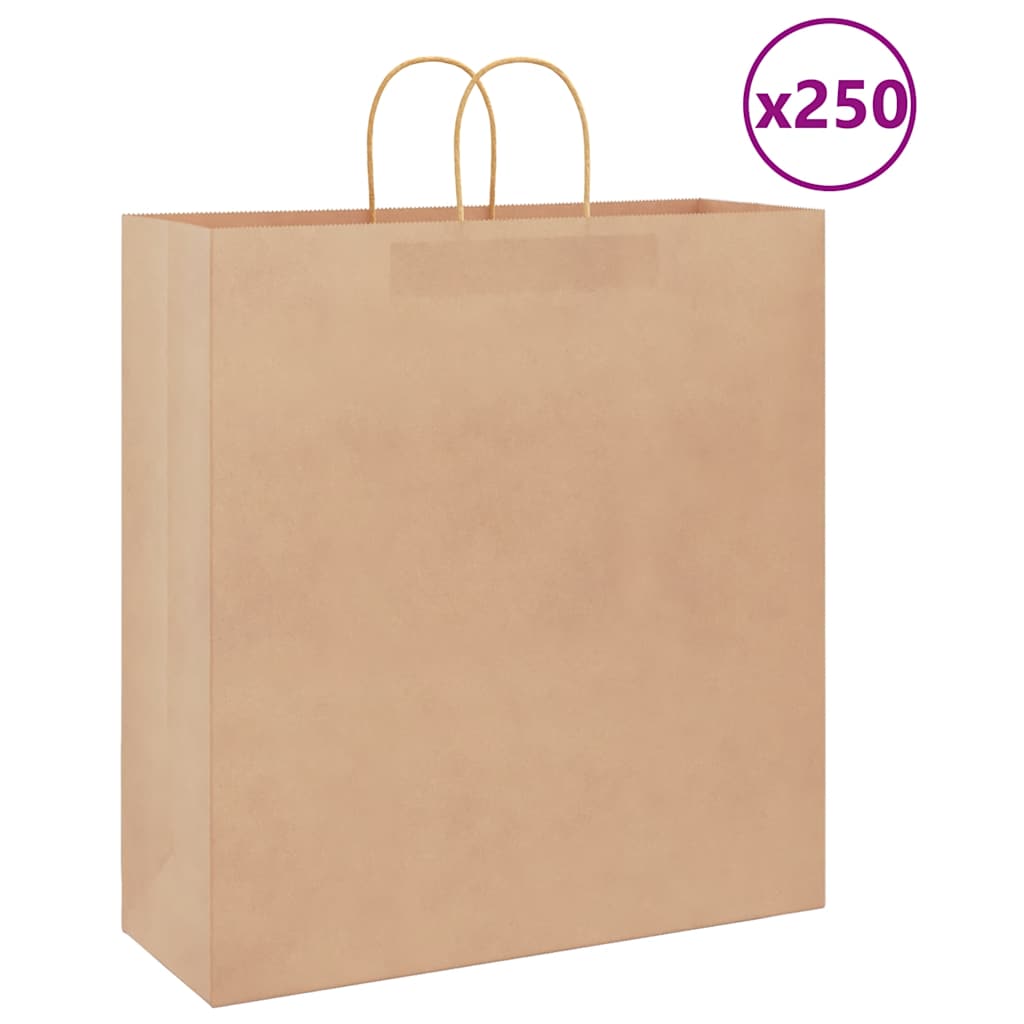 Paper Bags 250 pcs with Handles Brown 45x17x48 cm - Direct Imports