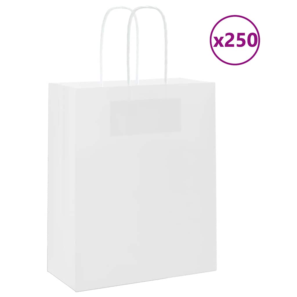 Paper Bags 250 pcs with Handles White 18x8x22 cm - Charlotte Dunes