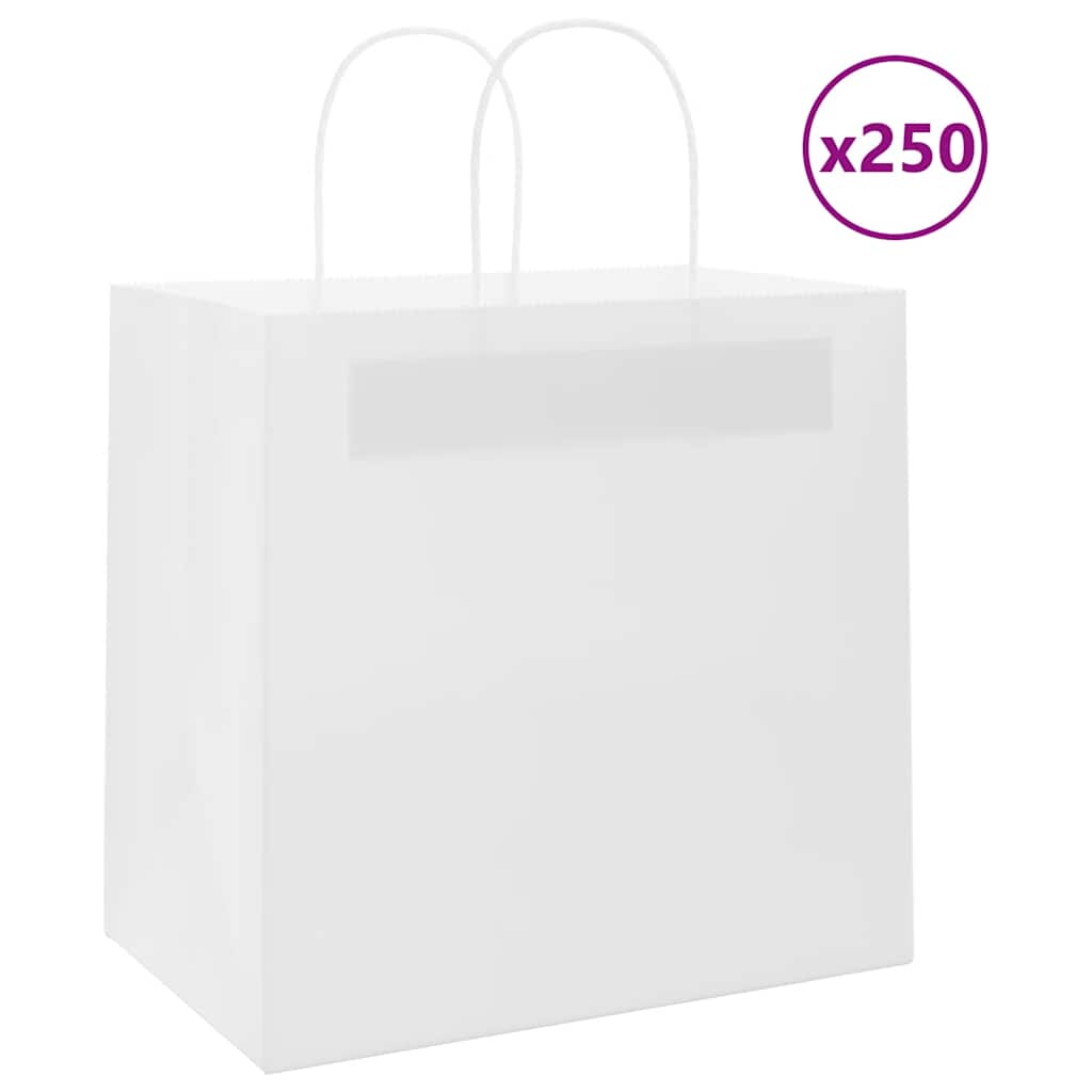 Paper Bags 250 pcs with Handles White 26x17x25 cm - All Things Good