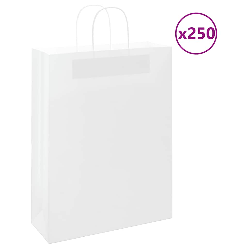 Paper Bags 250 pcs with Handles White 32x12x42 cm - Merlin Deals