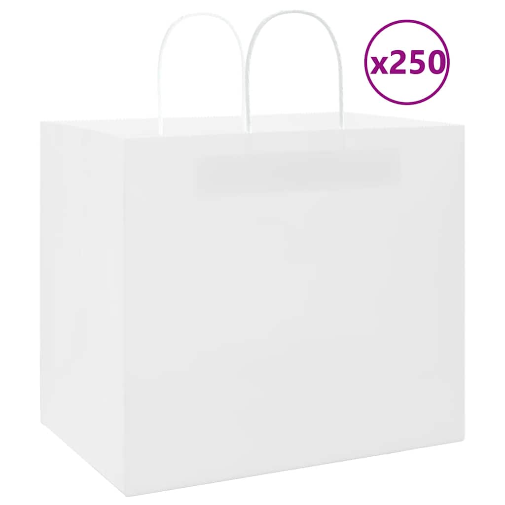Paper Bags 250 pcs with Handles White 32x22x28 cm - The Home Maker