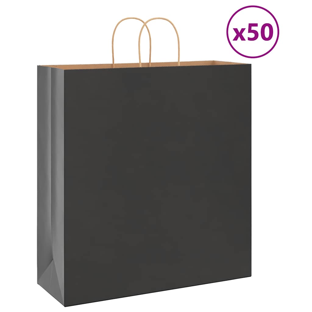 Paper Bags 50 pcs with Handles Black 45x17x48 cm - Sid & Sam