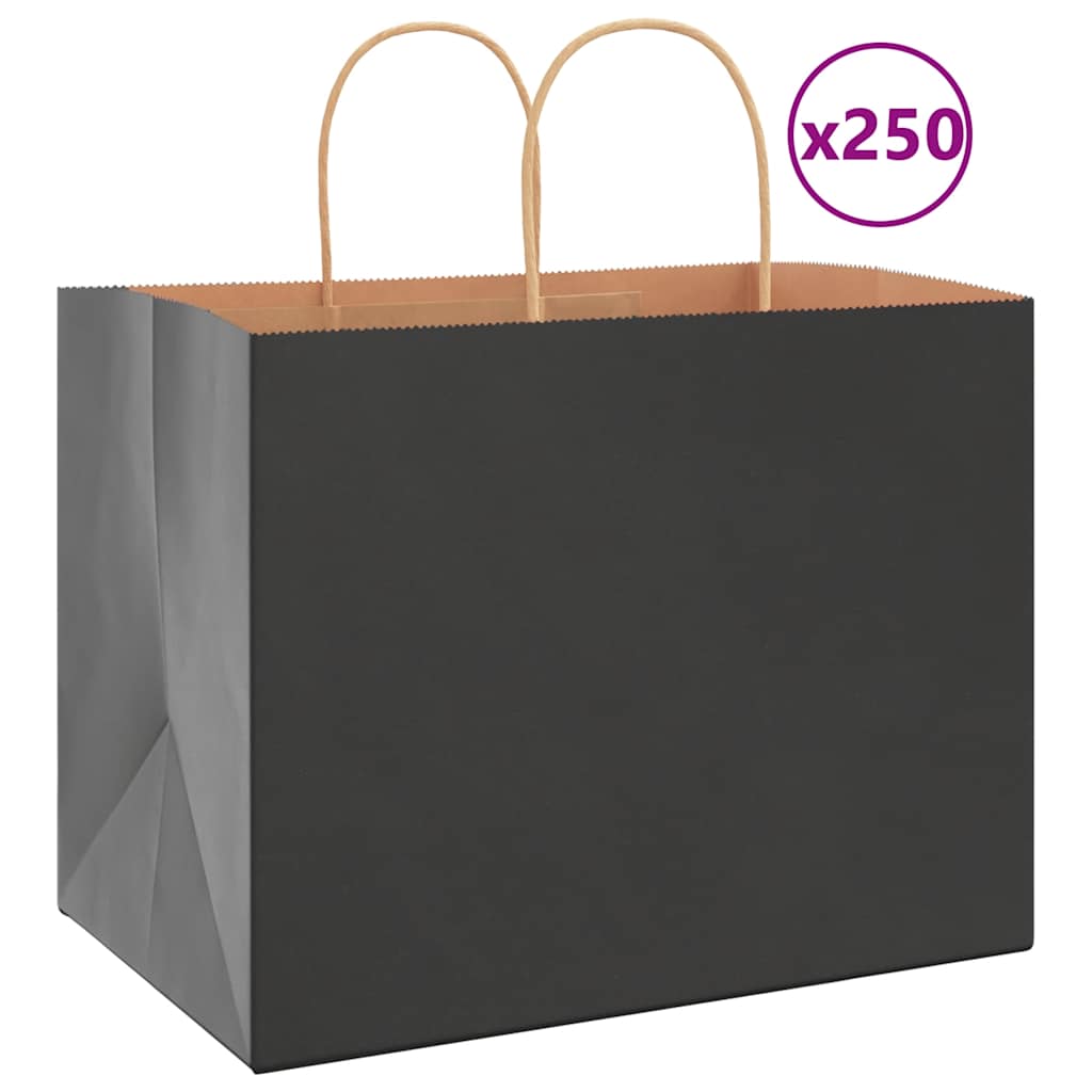 Paper Bags 250 pcs with Handles Black 32x22x24 cm - Casper Homes