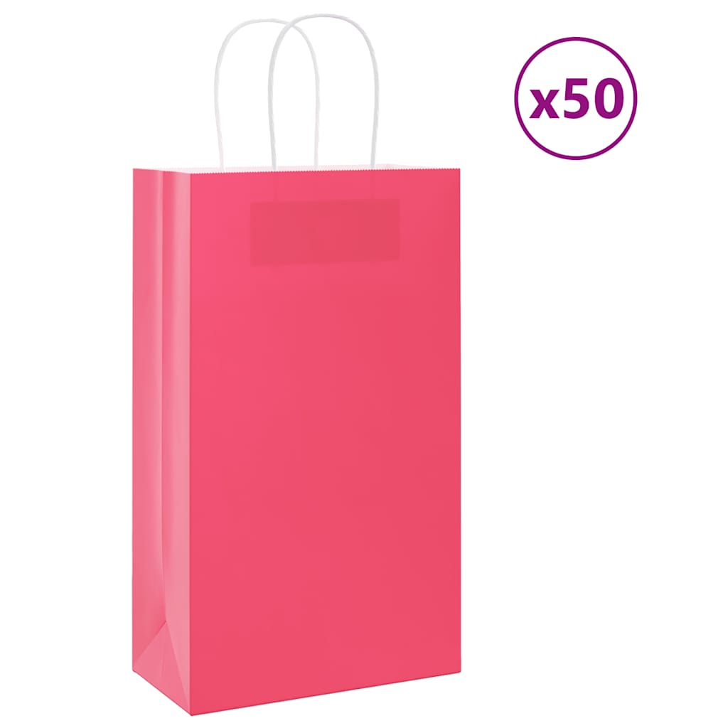 Paper Bags 50 pcs with Handles Pink 21x11x36 cm - Design Hut