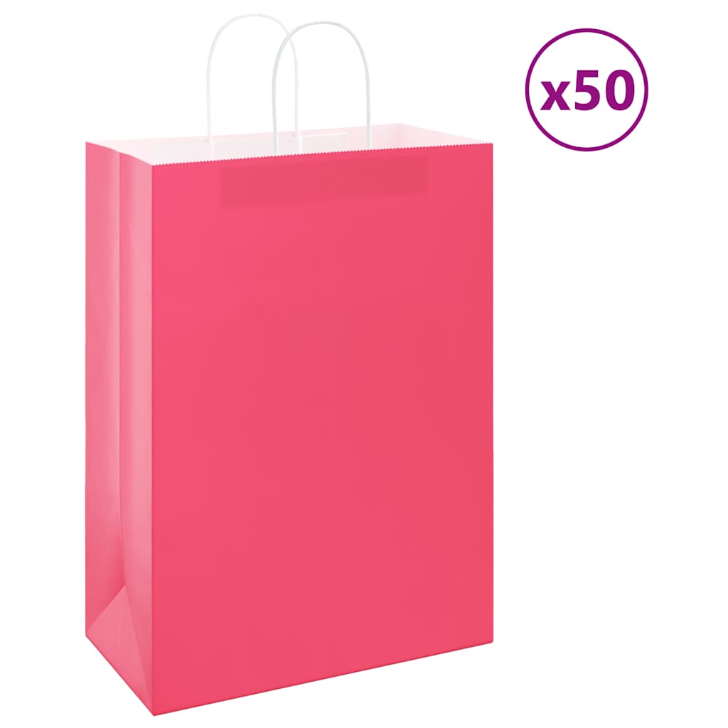 Paper Bags 50 pcs with Handles Pink 32x17x44 cm - Tyrell & Tyrell