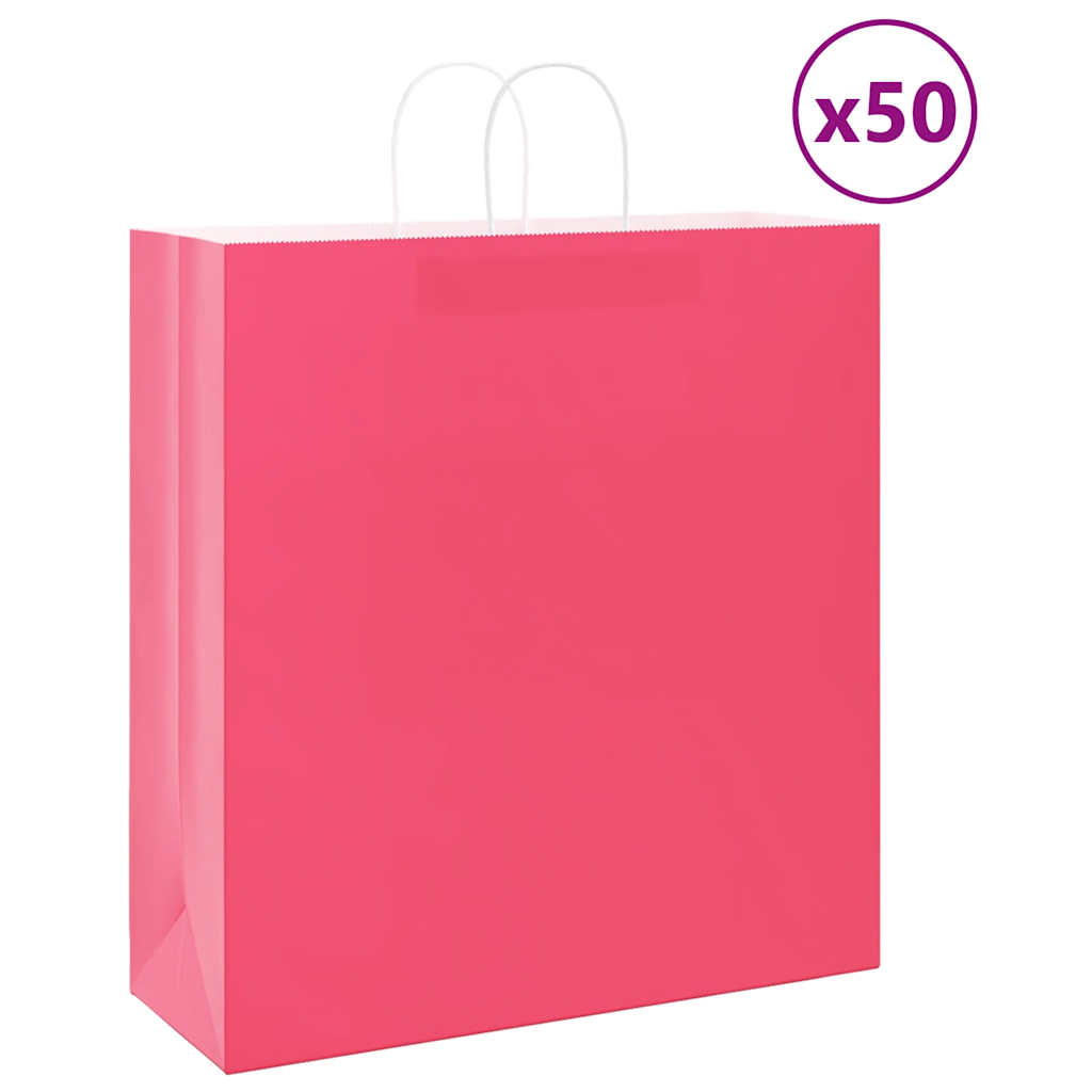 Paper Bags 50 pcs with Handles Pink 45x17x48 cm - Brittle & Co