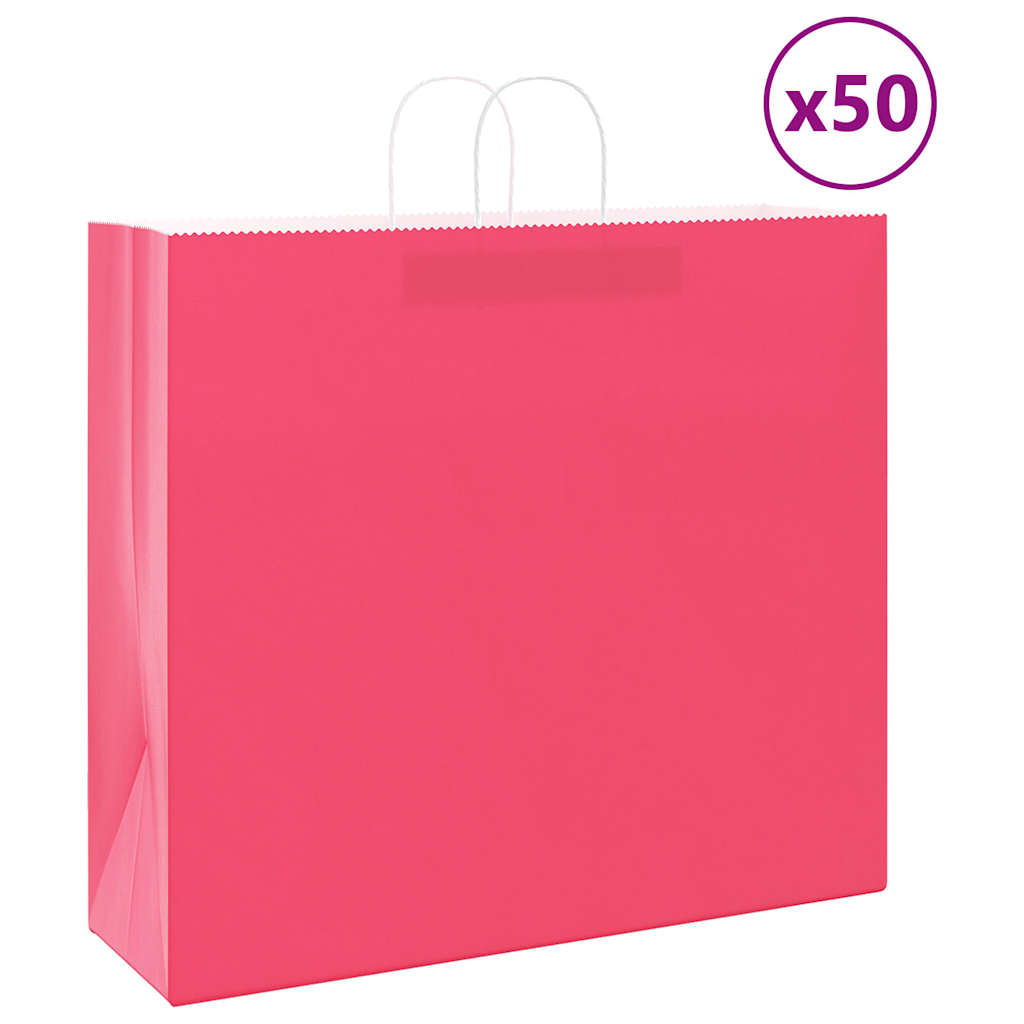Paper Bags 50 pcs with Handles Pink 54x15x49 cm - Brittle & Co
