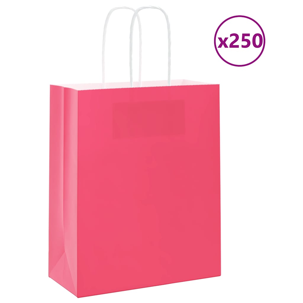 Paper Bags 250 pcs with Handles Pink 18x8x22 cm - Sid & Sam