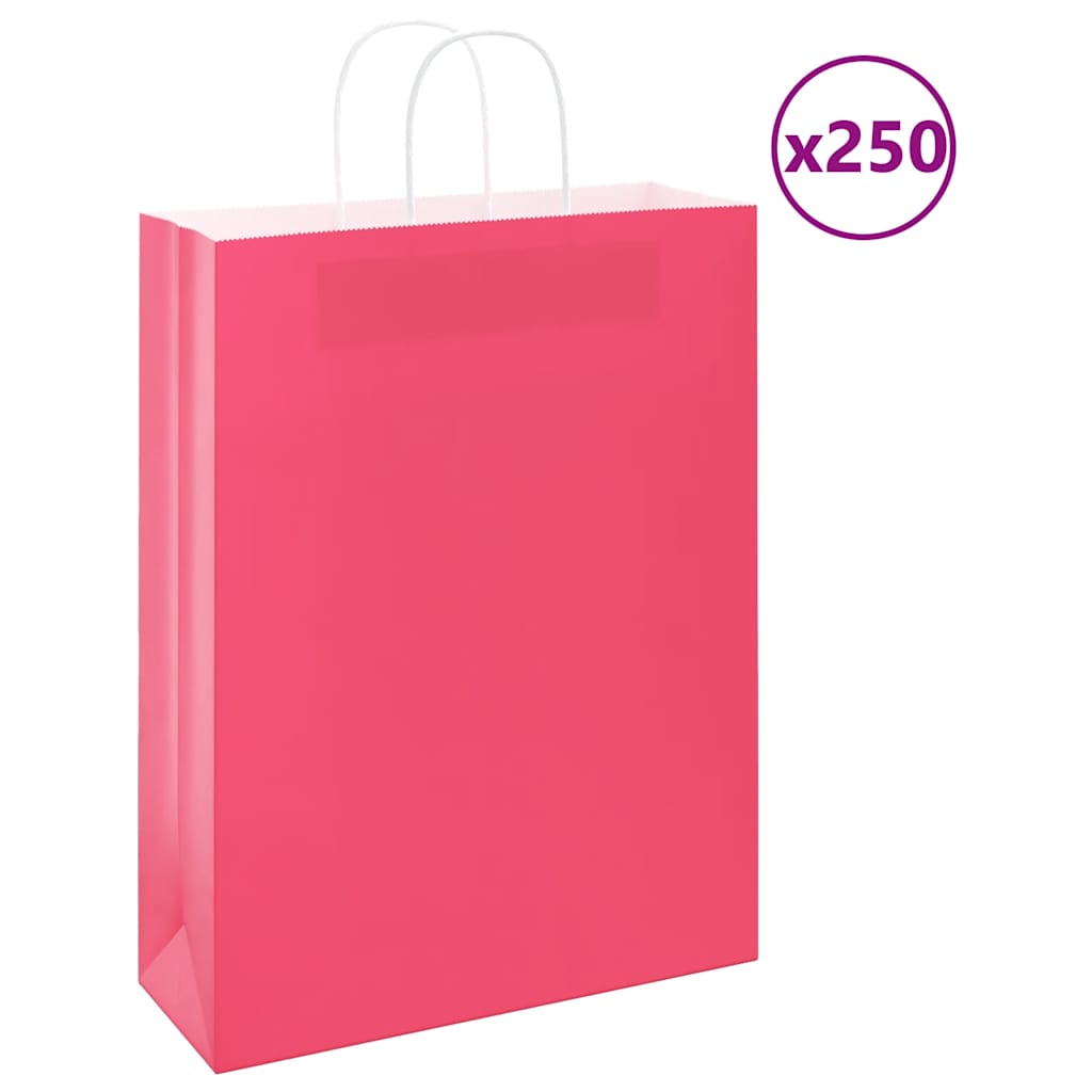 Paper Bags 250 pcs with Handles Pink 32x12x42 cm - Style and Chic