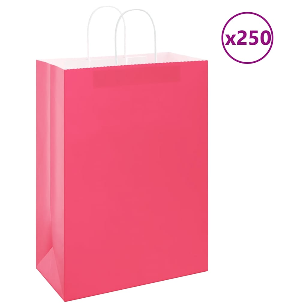 Paper Bags 250 pcs with Handles Pink 32x17x44 cm - Millennium Furniture