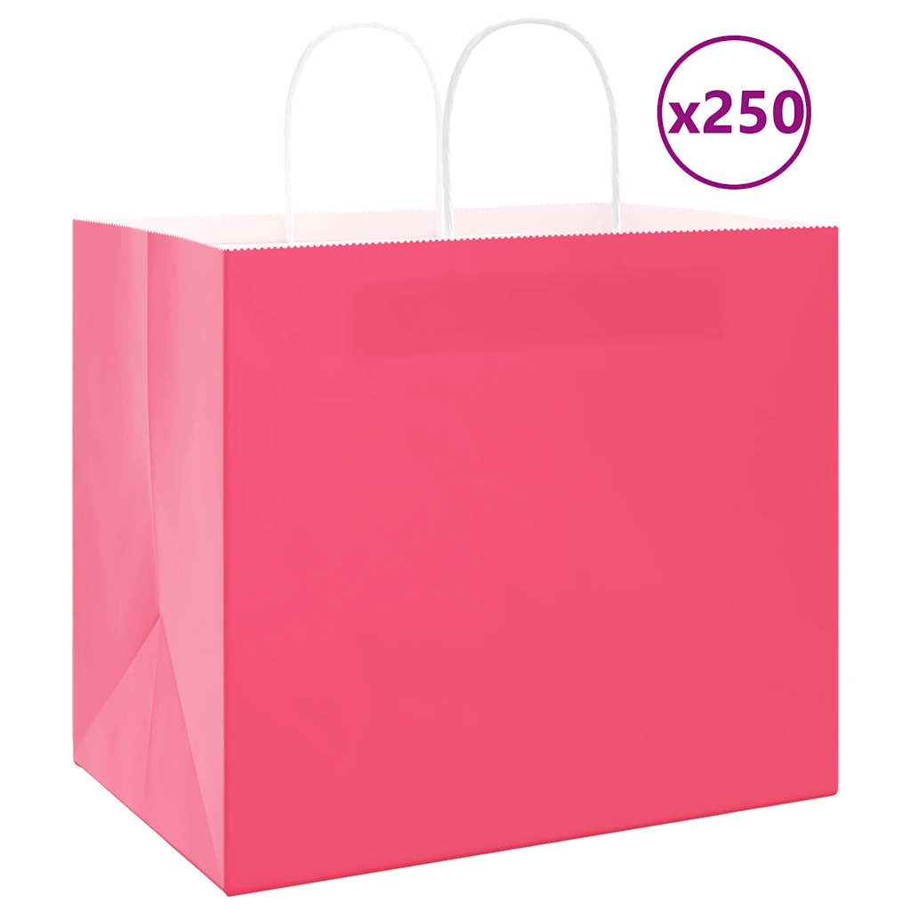 Paper Bags 250 pcs with Handles Pink 32x22x28 cm - Design Hut