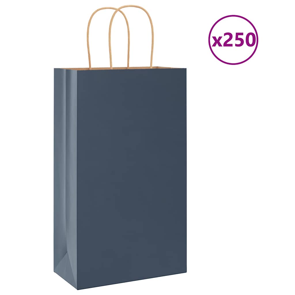 Paper Bags 250 pcs with Handles Blue 21x11x36 cm - Decor Base