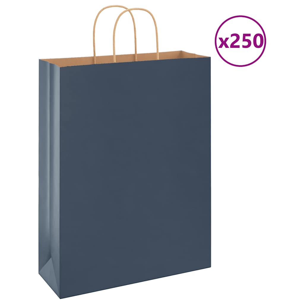 Paper Bags 250 pcs with Handles Blue 32x12x42 cm - Decor Base