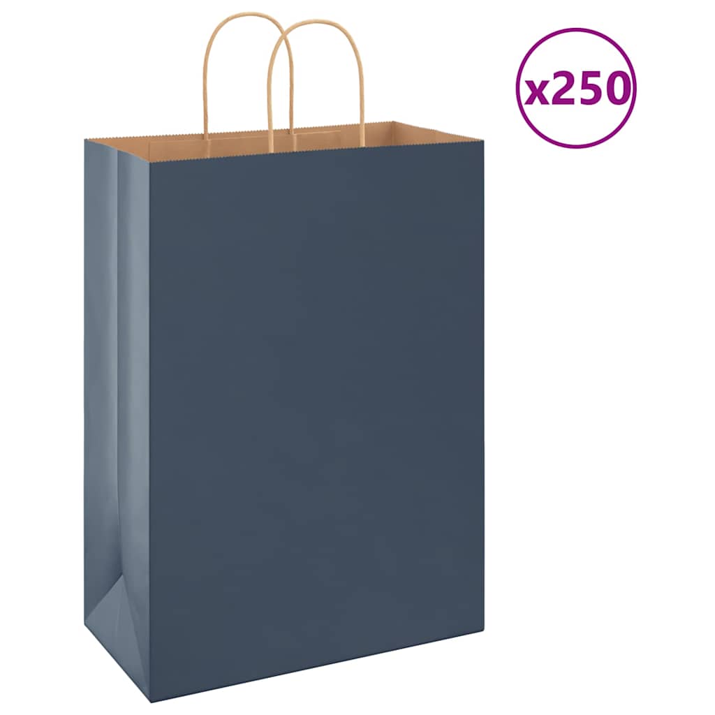 Paper Bags 250 pcs with Handles Blue 32x17x44 cm - Decor Base