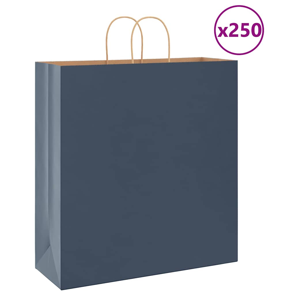 Paper Bags 250 pcs with Handles Blue 45x17x48 cm - Design Hut
