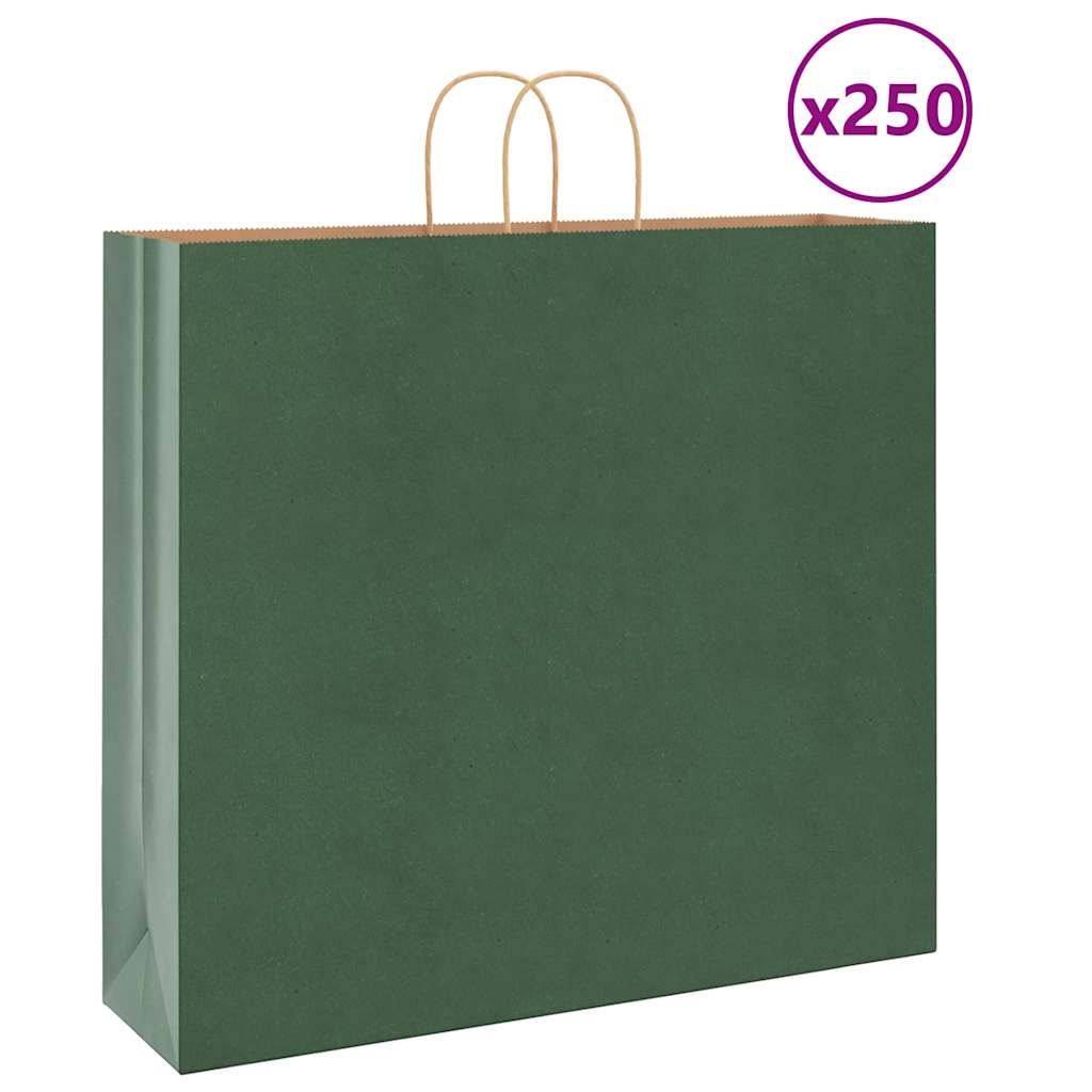 Paper Bags 250 pcs with Handles Green 54x15x49 cm - Brittle & Co