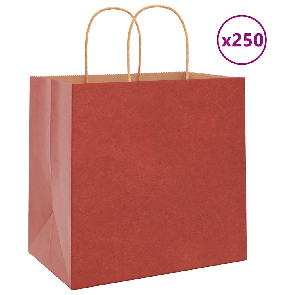 Paper Bags 250 pcs with Handles Red 26x17x25 cm - The Home Maker