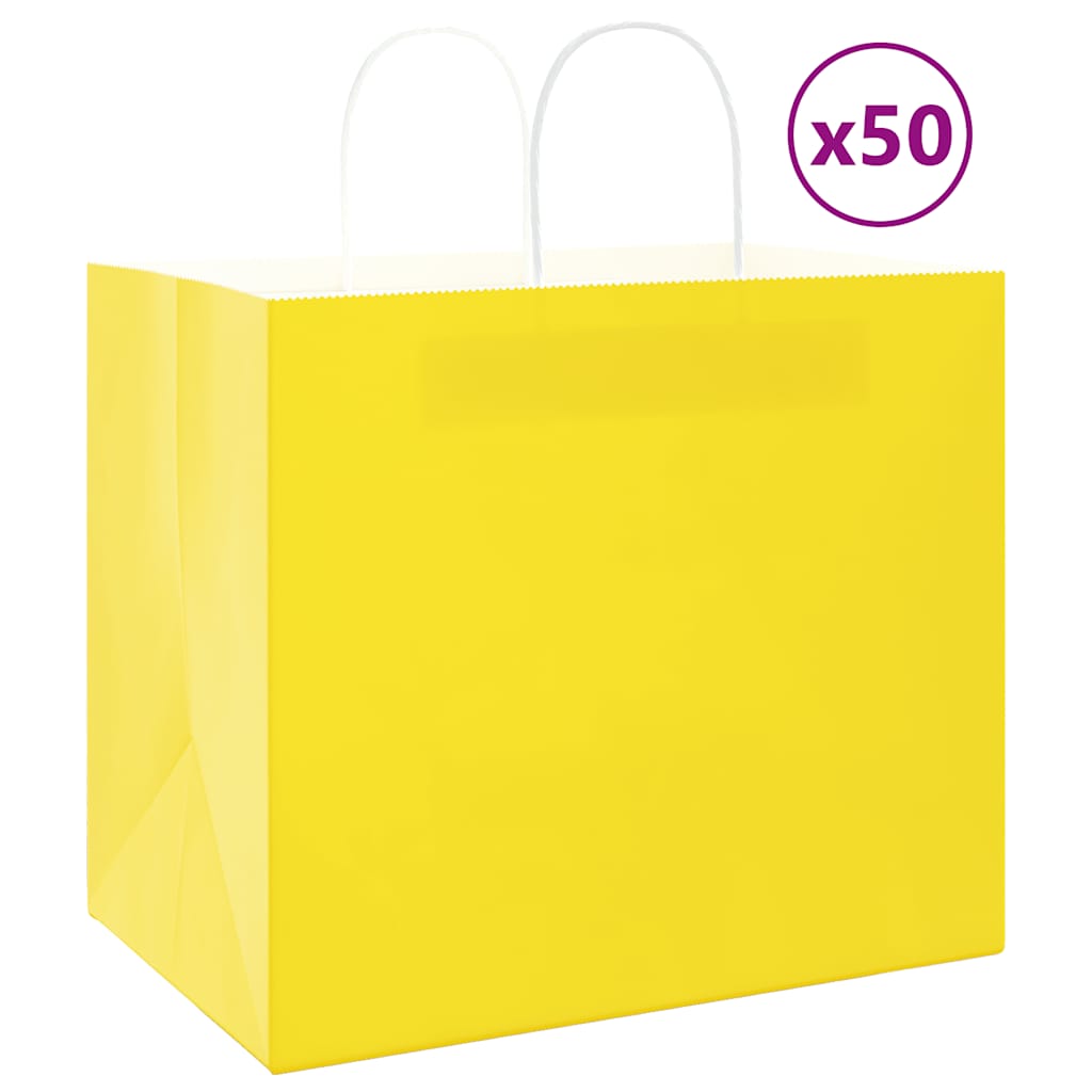 Paper Bags 50 pcs with Handles Yellow 32x22x28 cm - All Things Good
