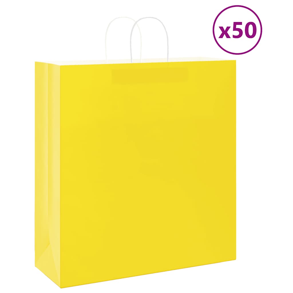 Paper Bags 50 pcs with Handles Yellow 45x17x48 cm - Tyrell & Tyrell