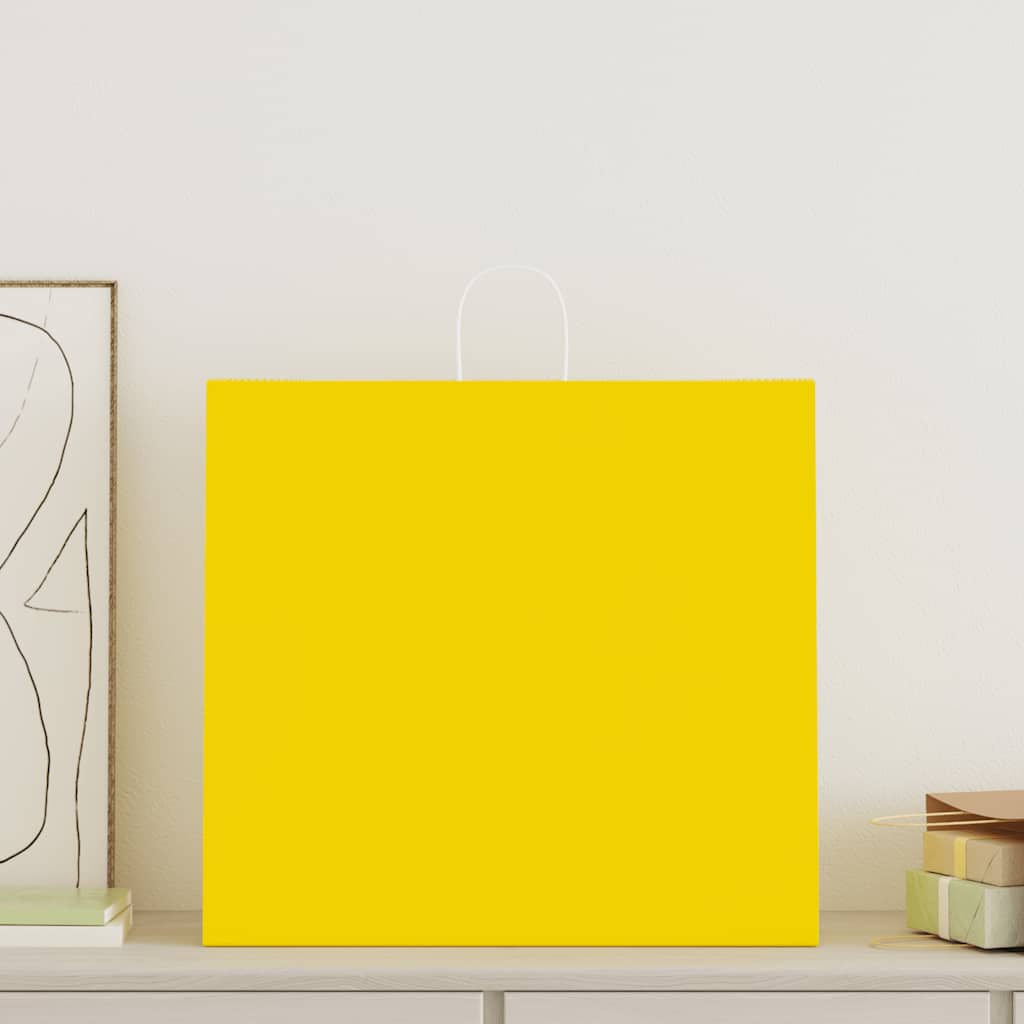 Paper Bags 50 pcs with Handles Yellow 54x15x49 cm - Charlotte Dunes