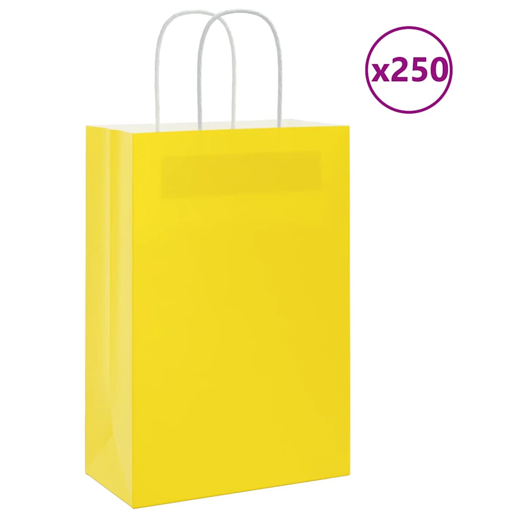 Paper Bags 250 pcs with Handles Yellow 21x11x31 cm - Merkel Designers