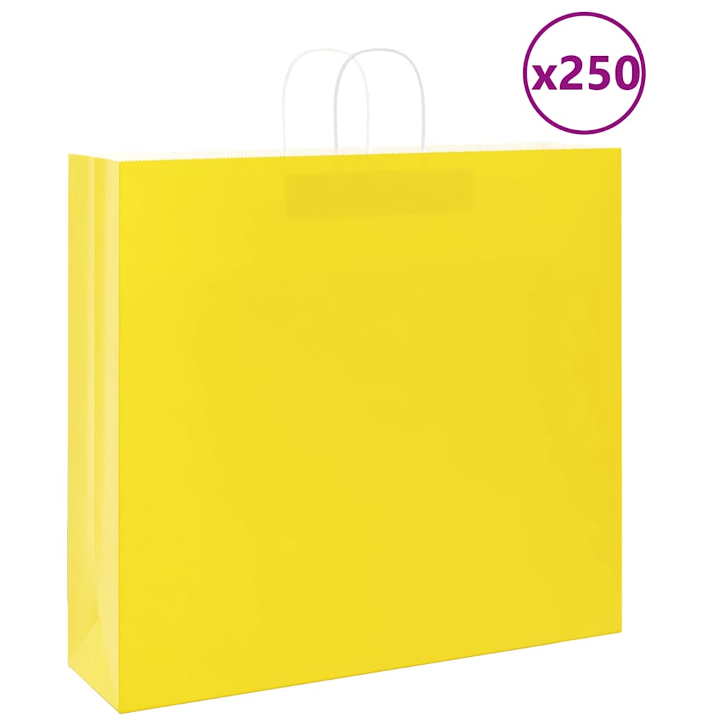 Paper Bags 250 pcs with Handles Yellow 54x15x49 cm - Decor Base