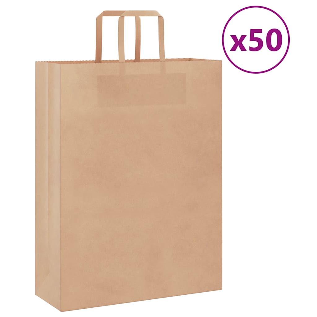 Paper Bags 50 pcs with Handles Brown 32x12x42 cm - Charlotte Dunes
